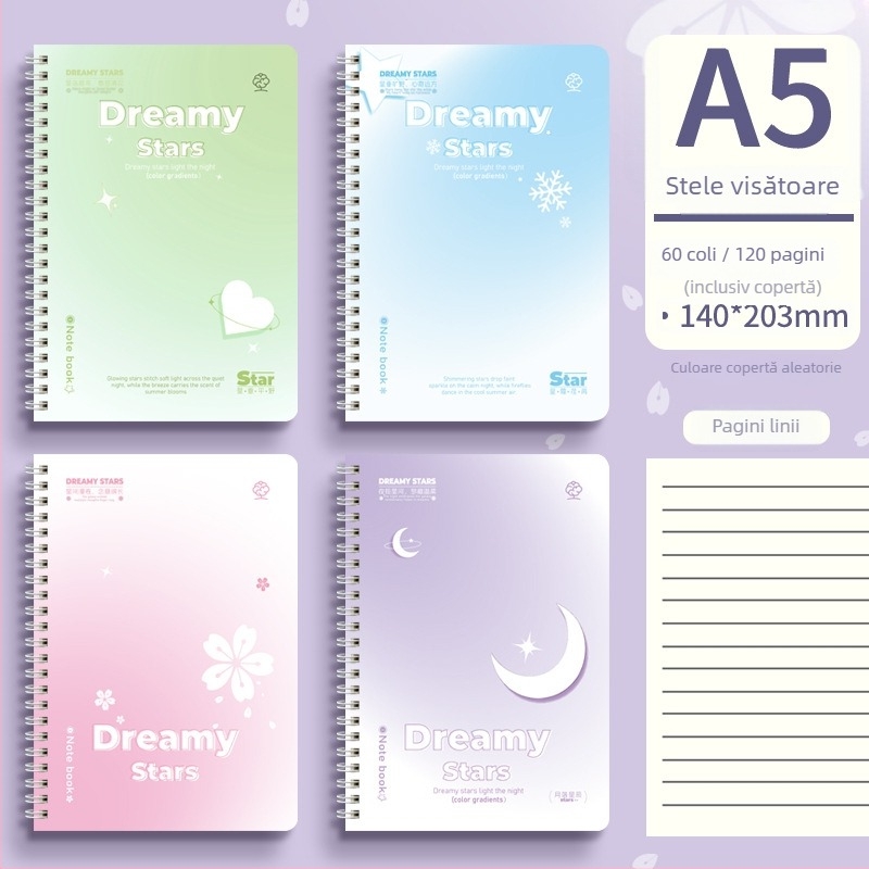 Caiet gradient cu spiral Mengjin, seria Gradient, 60 foi, 58 pagini de text, hârtie 80 g/m²