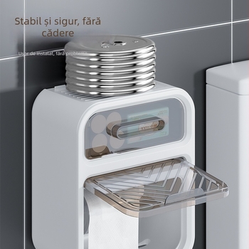 Cutie de hârtie igienică montată pe perete - polipropilenă, rezistentă la apă, fără găuri, pentru role de hârtie, design modern minimalist