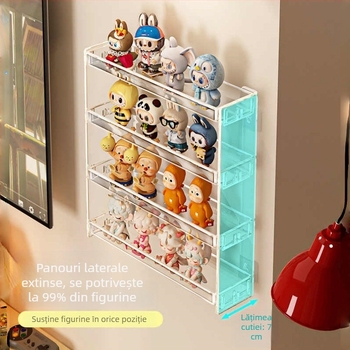 Raft de afișaj pentru cutii misterioase pentru păpuși, montat pe perete, model 888-3, plastic, pliabil, personalizare disponibilă și imprimare logo