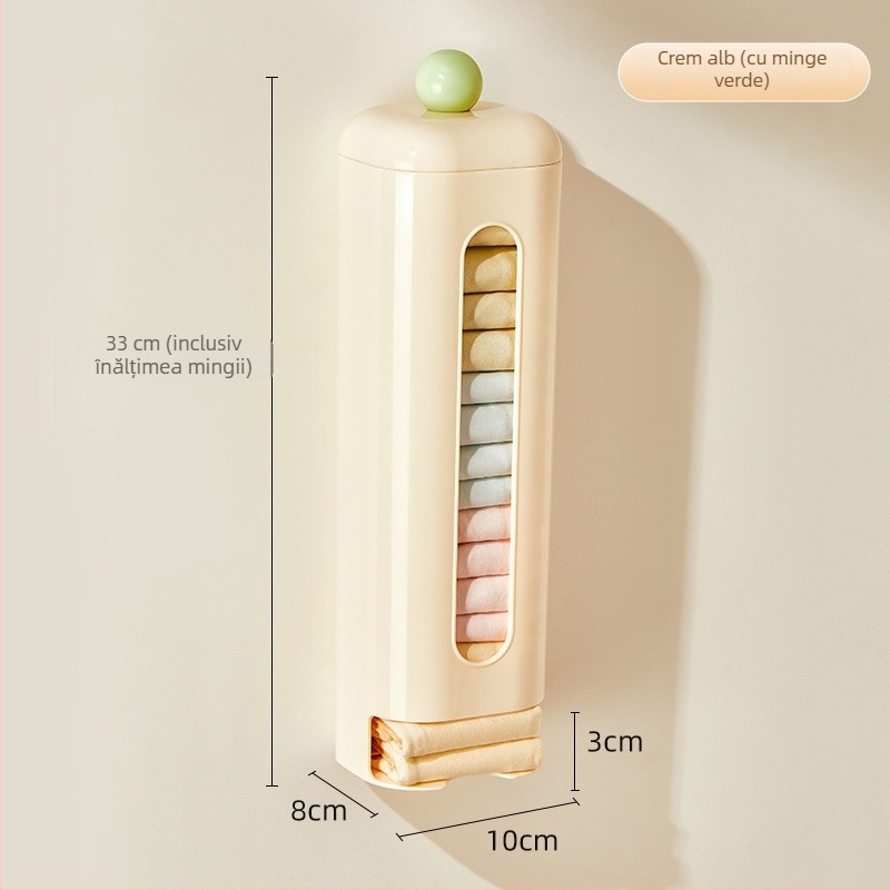 Cutie de depozitare pentru lenjerie, montată pe perete, detașabilă, montaj fără găuri, cu capac, din plastic PP