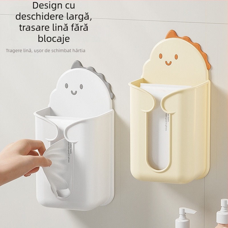 Cutie montată pe perete pentru șervete de hârtie, corp din plastic, potrivită pentru șervete de hârtie detașabile, pentru baie și sufragerie, stil modern simplu