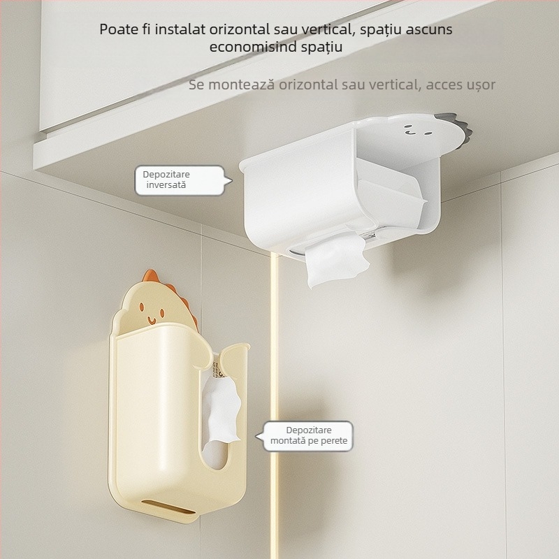 Cutie montată pe perete pentru șervete de hârtie, corp din plastic, potrivită pentru șervete de hârtie detașabile, pentru baie și sufragerie, stil modern simplu