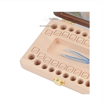 Cutie din lemn pentru păstrarea dinților de lapte, pentru băieți și fete, cu colecție de cordon ombilical și păr de bebe