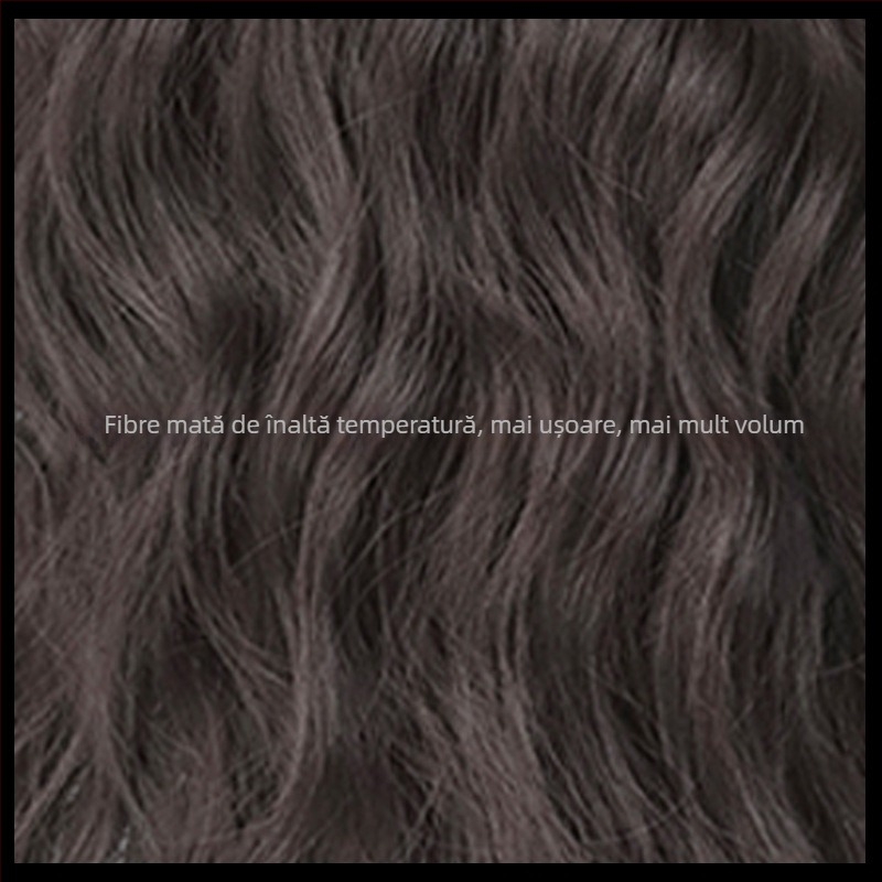 Perucă pentru întreaga cap, din fibră sintetică rezistentă la temperaturi, cu bucle lungi naturale sau păr drept, stil zilnic; franjă: dreaptă sau pe lateral; nu poate fi vopsită sau tratată permanent