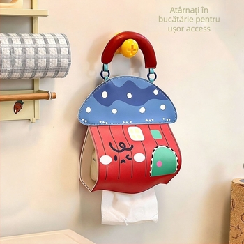 Cutie montată pe perete pentru șervețele de hârtie — piele, impermeabilă, multifuncțională, instalare încastrată; potrivită pentru mașină, cameră de zi și baie.