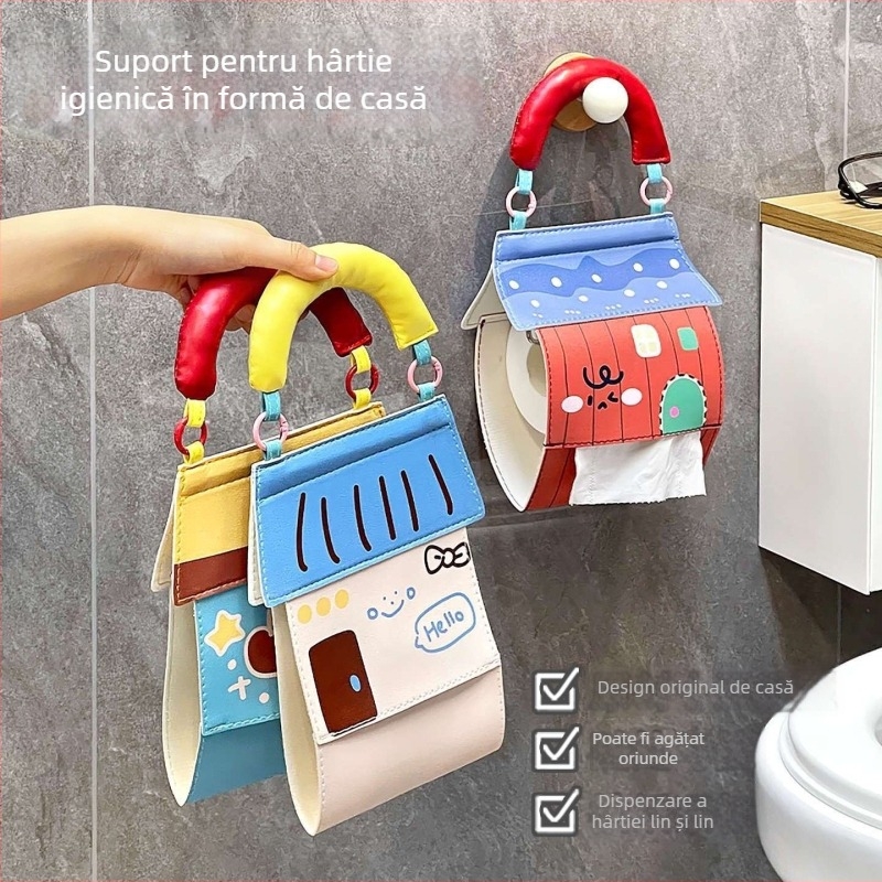 Cutie montată pe perete pentru șervețele de hârtie — piele, impermeabilă, multifuncțională, instalare încastrată; potrivită pentru mașină, cameră de zi și baie.