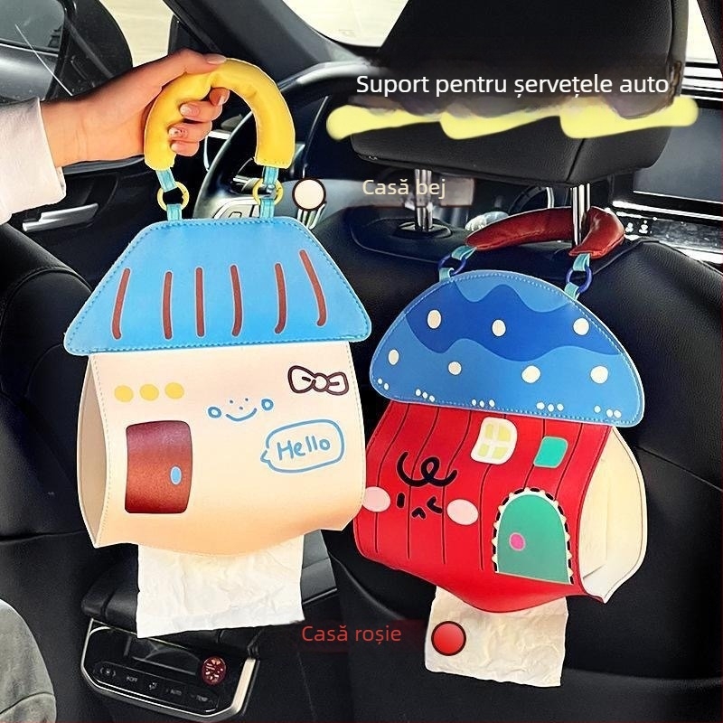 Cutie montată pe perete pentru șervețele de hârtie — piele, impermeabilă, multifuncțională, instalare încastrată; potrivită pentru mașină, cameră de zi și baie.