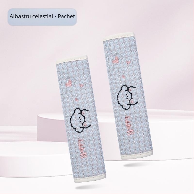 Kaiade Pernuțe pentru curea de siguranță din bumbac și in, cu design cu cățeluș desen animat, confort pe tot anul