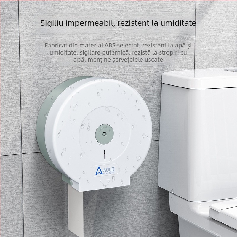 Suport montat pe perete pentru rolă de hârtie igienică, ABS, model AQ-507, impermeabil și multifuncțional, 12 buc/pachet