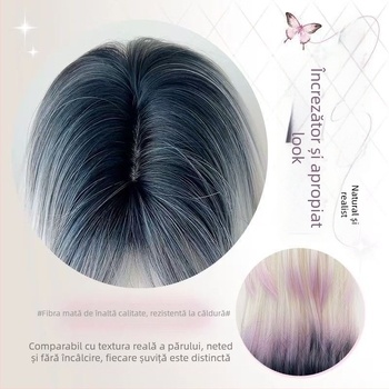 Perucă (Stil coreean, bretonă în diagonală, Model YJ230, fibre rezistente la temperatură)