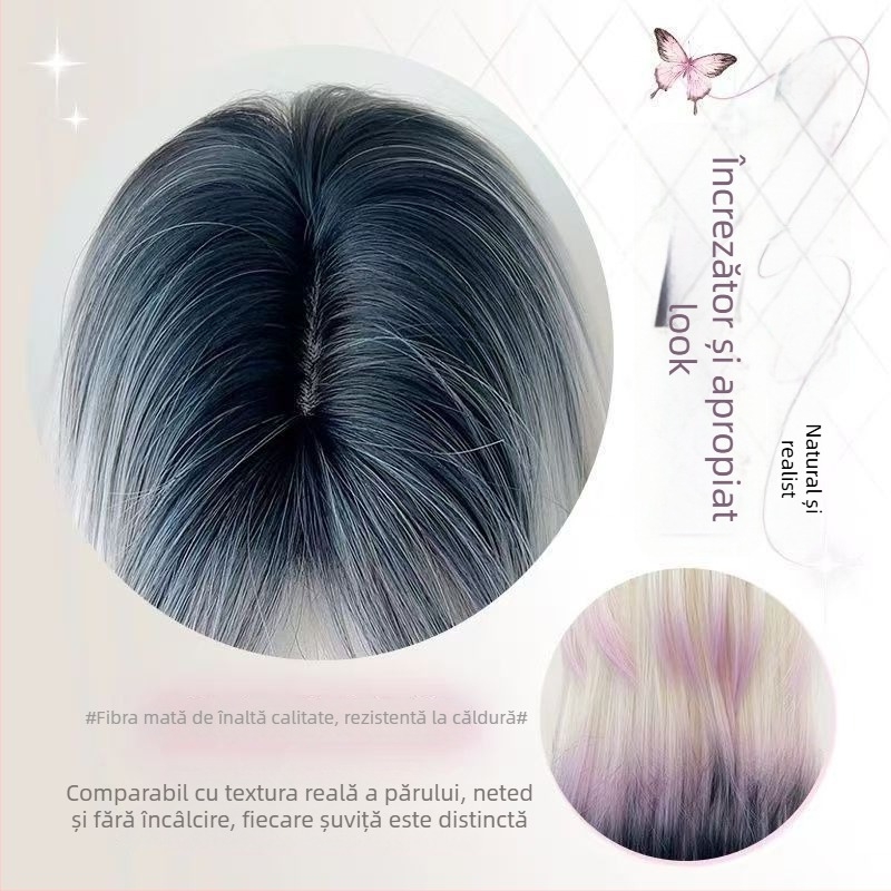 Perucă (Stil coreean, bretonă în diagonală, Model YJ230, fibre rezistente la temperatură)