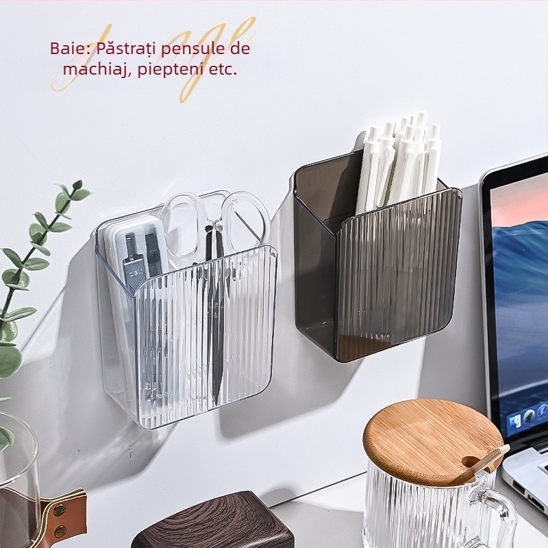 Organizator pentru cosmetice și pensule, model mare, rășină, model cu dungi, capacitate 2L