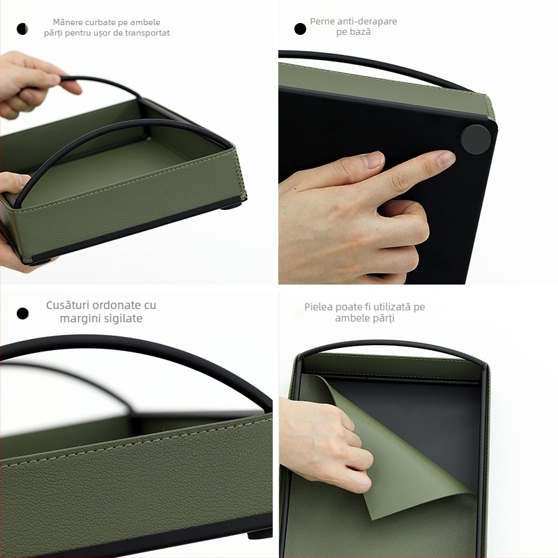 Cutie de depozitare pentru birou, construcție din fier, HM2107, capacitate 1 L, Rear Wood