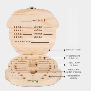 Cutie de depozitare pentru dinții copiilor – amintire din lemn pentru dinții de lapte, pentru 4–6 ani, jucărie din lemn până la 14 ani