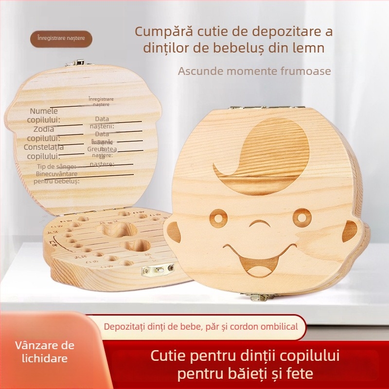 Cutie de depozitare pentru dinții copiilor – amintire din lemn pentru dinții de lapte, pentru 4–6 ani, jucărie din lemn până la 14 ani