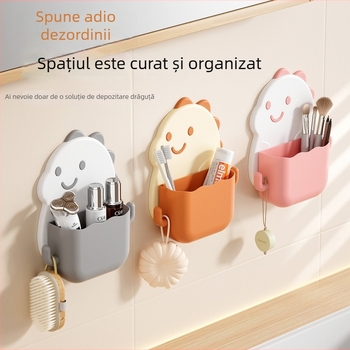 Organizator montat pe perete pentru baie, fără găuri, fără capac, PP material, multifuncțional
