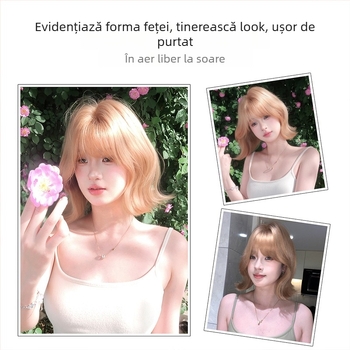 Perucă pentru femei în stil Lolita zilnic, cu franjă qi, fibre rezistente la căldură, construcție mecanizată