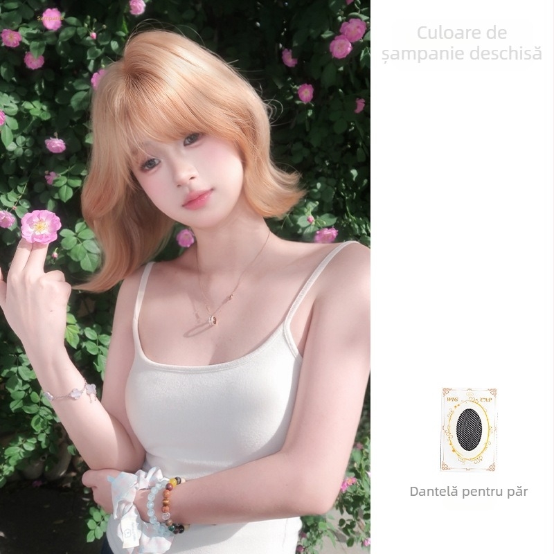 Perucă pentru femei în stil Lolita zilnic, cu franjă qi, fibre rezistente la căldură, construcție mecanizată