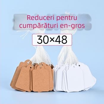 Etichetă cadou din hârtie kraft, cu sfoară de bumbac, scriere manuală posibilă, personalizare disponibilă, imprimare offset color, 500 buc.