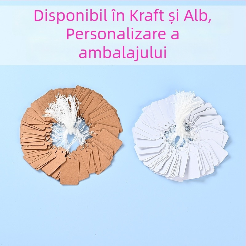 Etichetă cadou din hârtie kraft, cu sfoară de bumbac, scriere manuală posibilă, personalizare disponibilă, imprimare offset color, 500 buc.