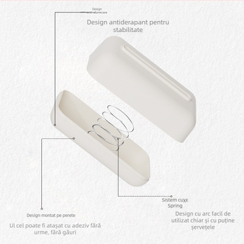 Cutie de șervețele montată pe perete, cu arc încorporat, din plastic, multipurpose, pentru mașină, sufragerie și baie (Model TY-0276)