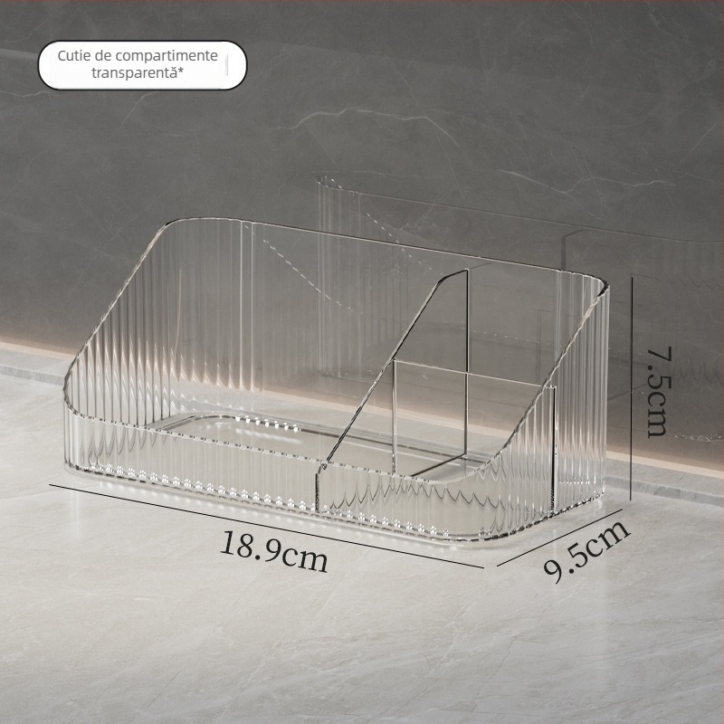 Cutie de depozitare pentru cosmetice din PET cu separatoare, design modern minimalist, pentru baie și dormitor, modele JW3215 JW3216