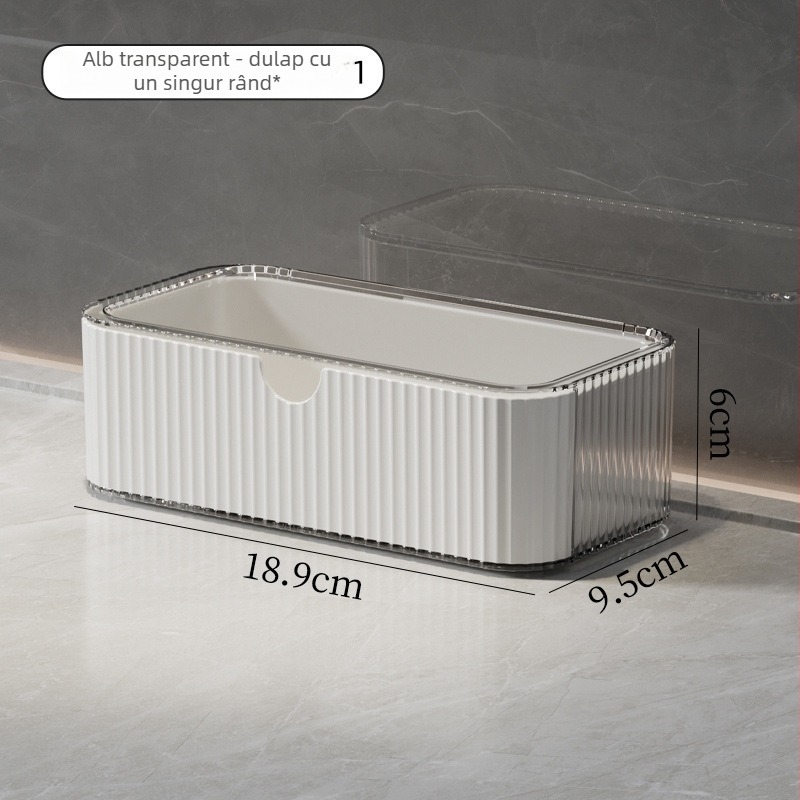 Cutie de depozitare pentru cosmetice din PET cu separatoare, design modern minimalist, pentru baie și dormitor, modele JW3215 JW3216