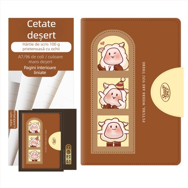 Jurnal cu stil animal, desen animat drăguț — Brand: Cagie/kajie; Copertă: piele artificială; Hârtie: celuloză din lemn; Greutate hârtie: 100 g/m²; Pagini: 100–200