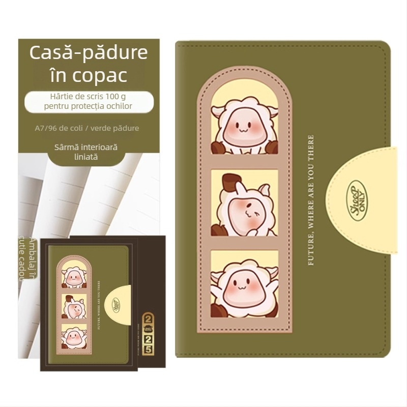 Jurnal cu stil animal, desen animat drăguț — Brand: Cagie/kajie; Copertă: piele artificială; Hârtie: celuloză din lemn; Greutate hârtie: 100 g/m²; Pagini: 100–200