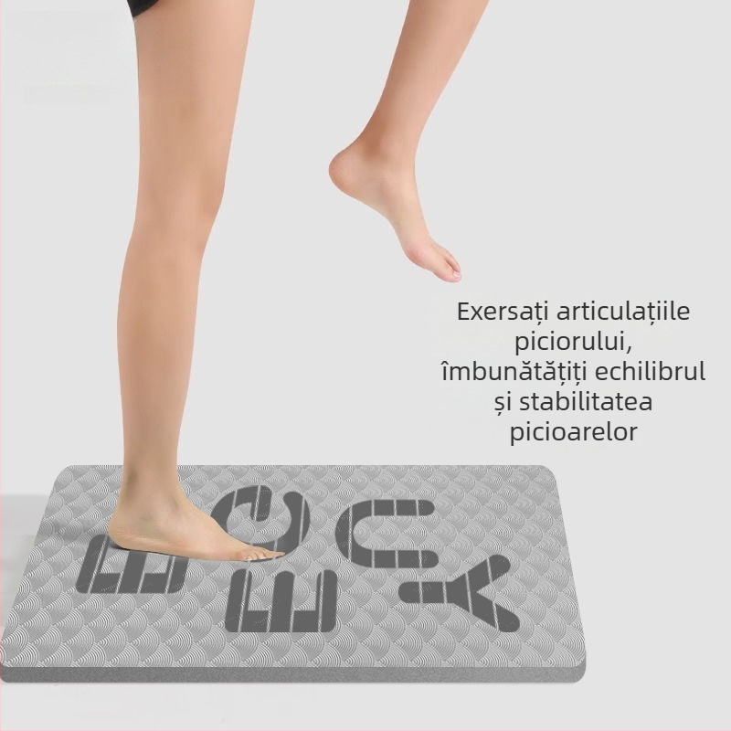 Covor de yoga pentru antrenament de bază și echilibru, cu pernă groasă pentru cot și genunchi, TPES material, grosime 6 mm