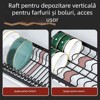 Emperor Raft de scurgere pentru vase din oțel carbon, pe blat de bucătărie, organizator de vase