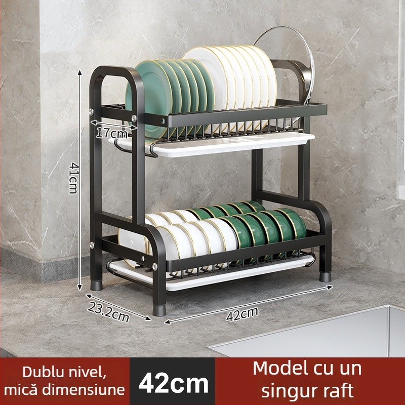 Emperor Raft de scurgere pentru vase din oțel carbon, pe blat de bucătărie, organizator de vase