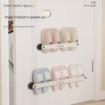 Raft pentru papuci de baie - fără găuri, agățat pe perete, din plastic, 1 nivel, baie