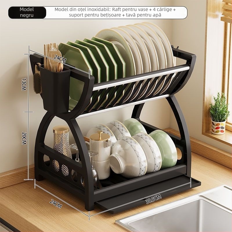 Raft din plastic pentru vase – uscare și organizare, Categorie produs: Raft de vase; Material: Plastic; Stil: Altul