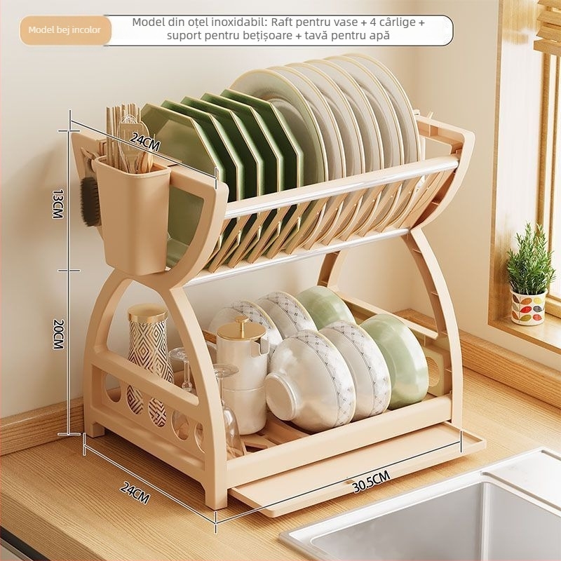 Raft din plastic pentru vase – uscare și organizare, Categorie produs: Raft de vase; Material: Plastic; Stil: Altul