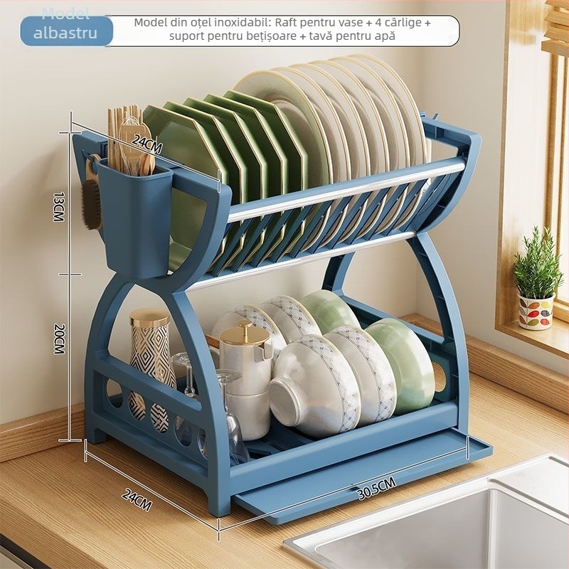 Raft din plastic pentru vase – uscare și organizare, Categorie produs: Raft de vase; Material: Plastic; Stil: Altul