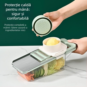 Tăietor de legume multifuncțional din ABS + oțel inoxidabil; stil modern minimalist; ustensilă de bucătărie versatilă