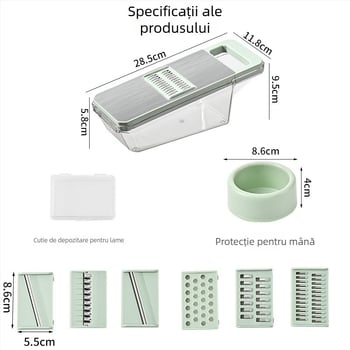 Tăietor de legume multifuncțional din ABS + oțel inoxidabil; stil modern minimalist; ustensilă de bucătărie versatilă