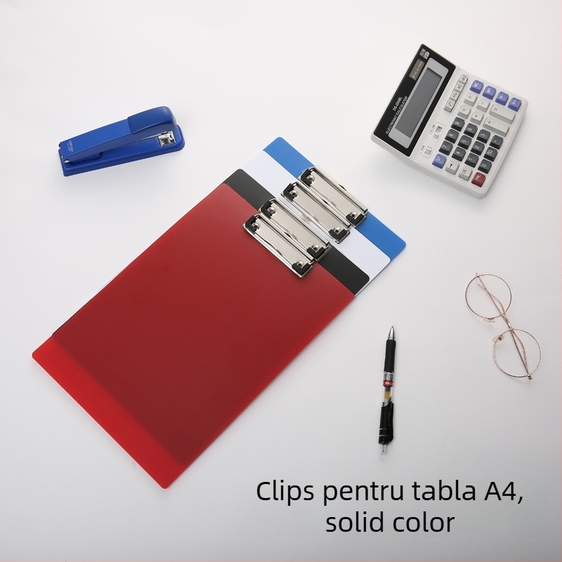 Clipboard din plastic cu clemă netedă, clemă plată de 10 cm, grosime placă 1,6 mm, logo imprimat