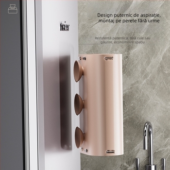 Cutie de șervețele cu ventuză, montată pe perete – recipient din plastic, multifuncțional pentru baie, bucătărie și mașină, cu șervețele detașabile, stil modern minimalist
