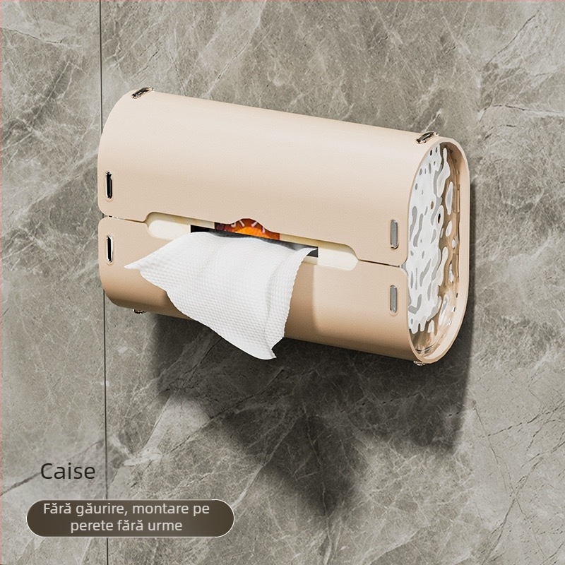 Cutie de șervețele cu ventuză, montată pe perete – recipient din plastic, multifuncțional pentru baie, bucătărie și mașină, cu șervețele detașabile, stil modern minimalist