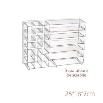Organizator de machiaj pentru birou cu separatoare, material PS, capacitate 1 L, compartimente multiple pentru cosmetice și cabluri