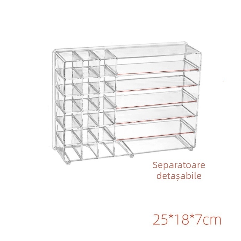 Organizator de machiaj pentru birou cu separatoare, material PS, capacitate 1 L, compartimente multiple pentru cosmetice și cabluri