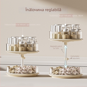 Raft rotativ pentru condimente, de birou — suport multifuncțional pentru bucătărie, din plastic