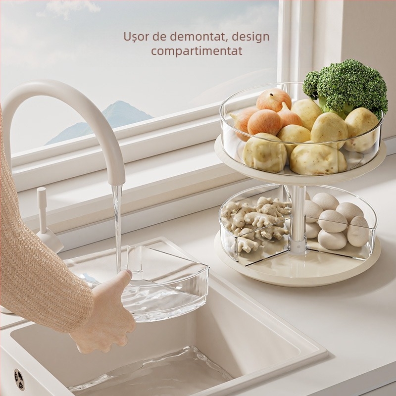 Raft rotativ pentru condimente, de birou — suport multifuncțional pentru bucătărie, din plastic