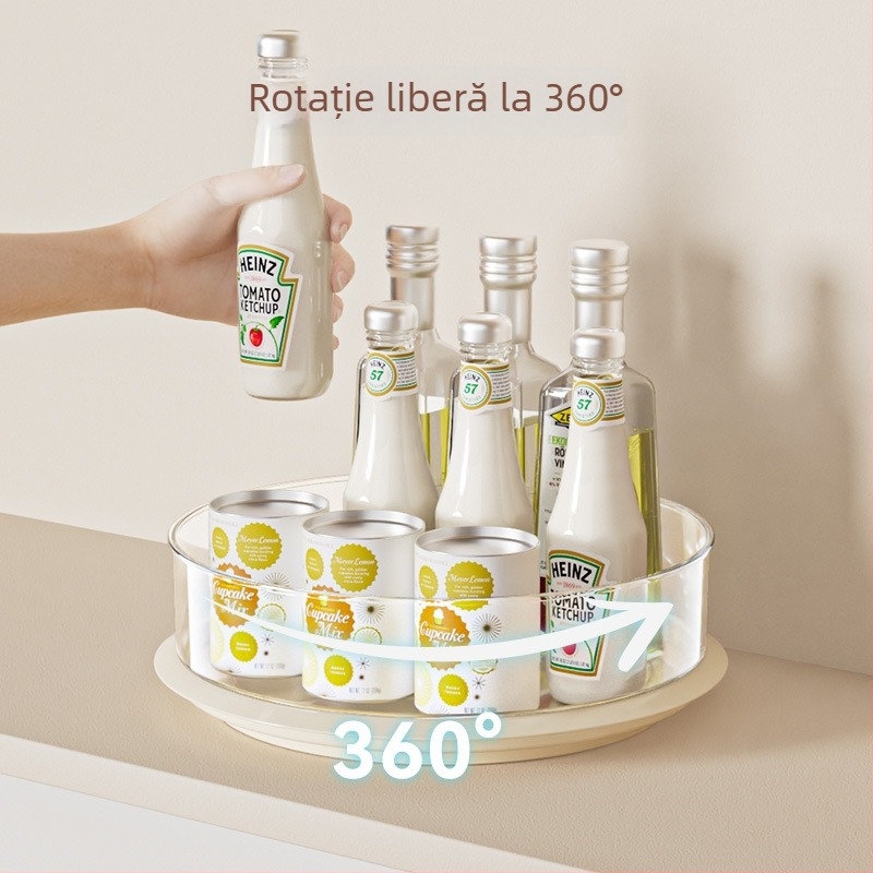 Raft rotativ pentru condimente, de birou — suport multifuncțional pentru bucătărie, din plastic