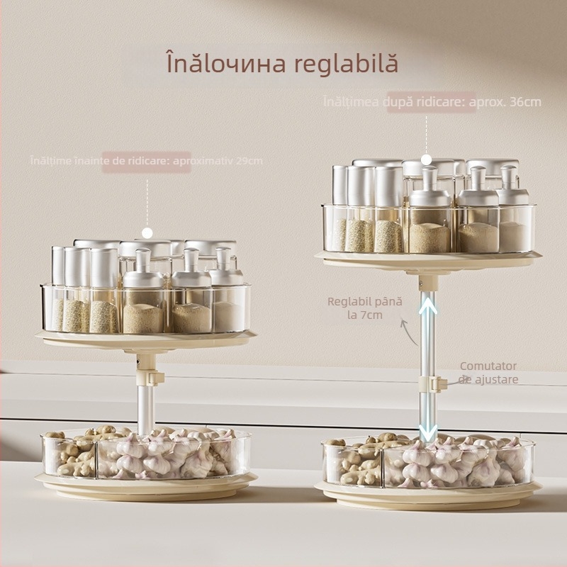 Raft rotativ pentru condimente, de birou — suport multifuncțional pentru bucătărie, din plastic