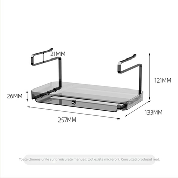 Organizator de perete pentru hârtie igienică și prosoape, cu raft, montaj cu ventuză, plastic, un nivel