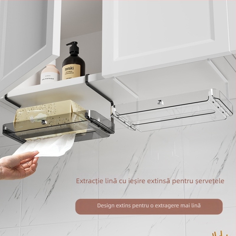 Organizator de perete pentru hârtie igienică și prosoape, cu raft, montaj cu ventuză, plastic, un nivel