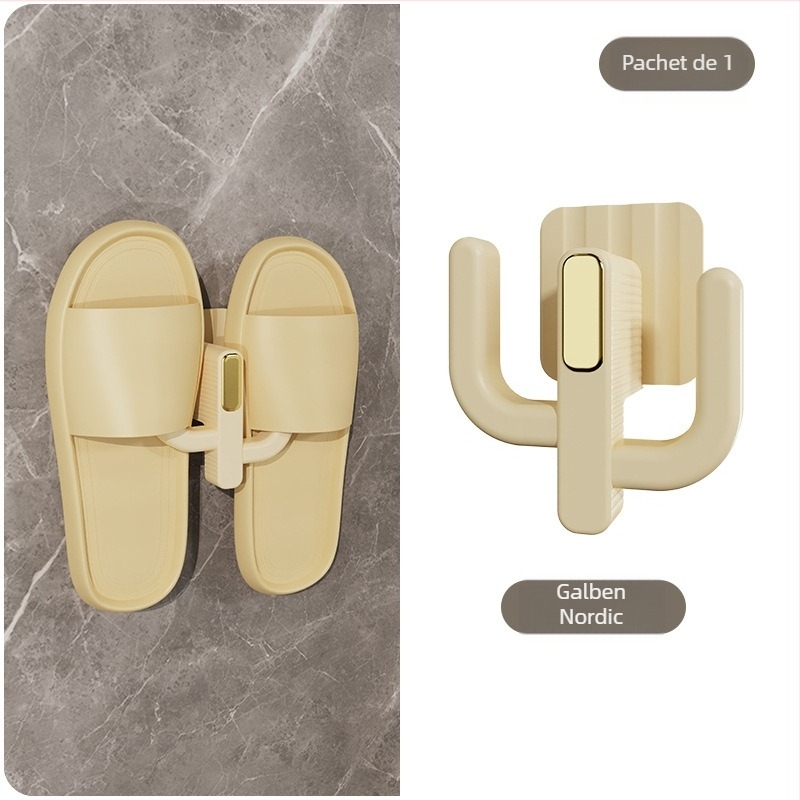 Raft pentru papuci de baie din plastic — montaj fără găuri, depozitare multifuncțională, 1 nivel; potrivit pentru baie, dormitor, sufragerie